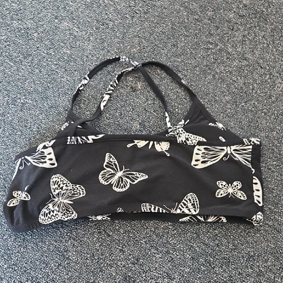 Butterfly Print Black and White Sports Bra - Picture 3 of 3